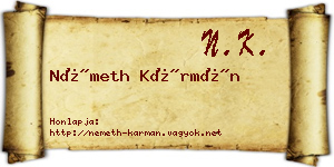 Németh Kármán névjegykártya